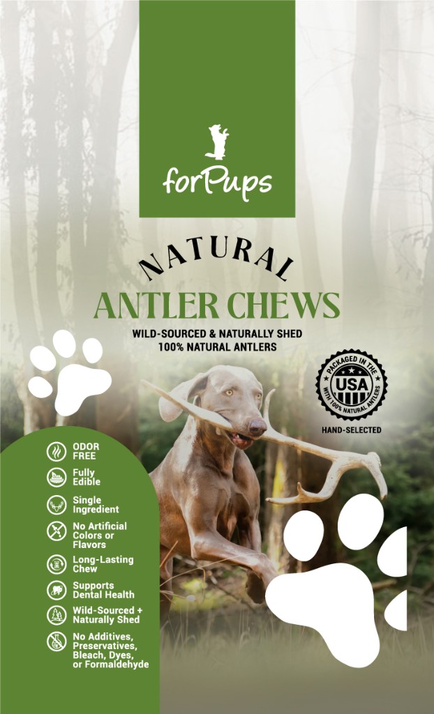 forPups Natural Antler Chews front pouch